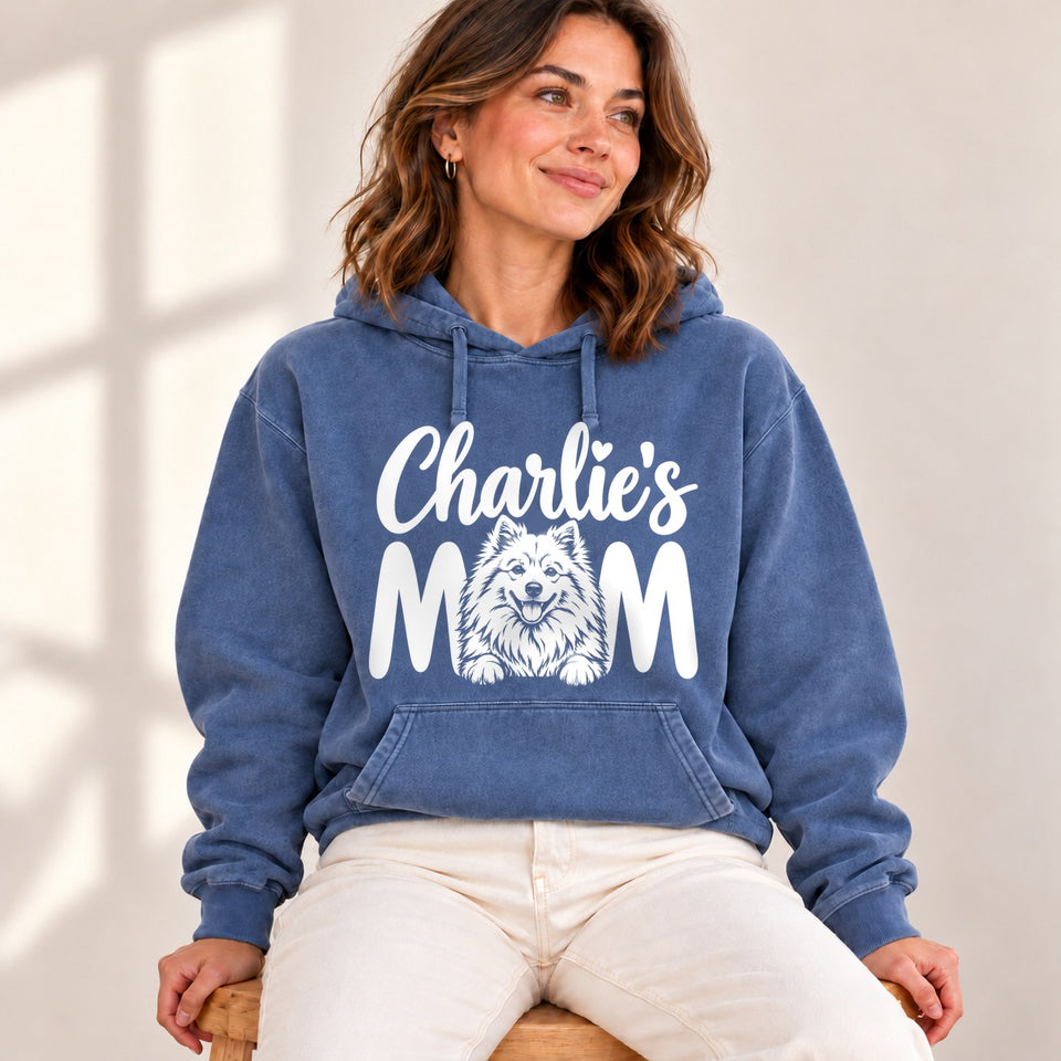 Personalized American Eskimo Dog Charlie’s Mom Premium Hoodie lifestyle photo