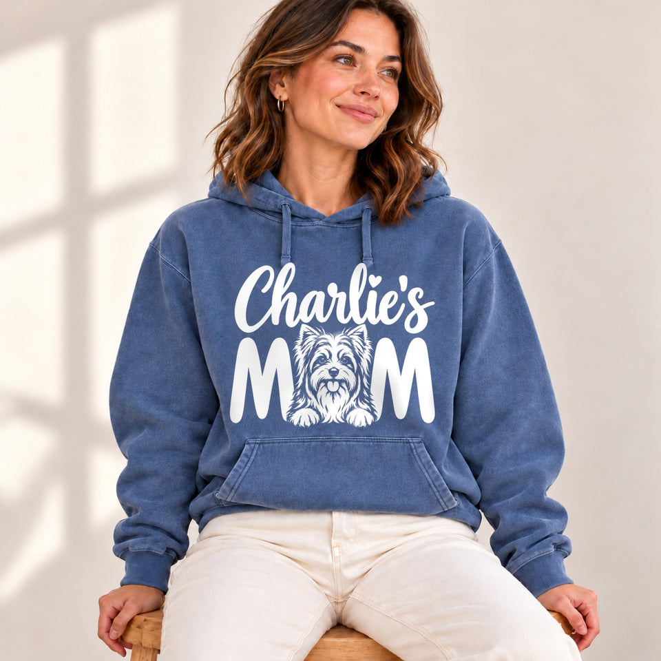 Personalized Biewer Terrier Charlie’s Mom Premium Hoodie lifestyle photo