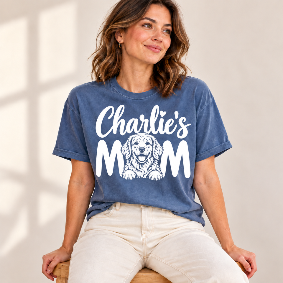 Personalized Golden Retriever Charlie’s Mom Basic T-Shirt lifestyle photo