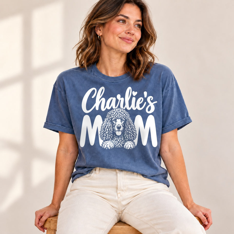 Personalized Irish Water Spaniel Charlie’s Mom Basic T-Shirt lifestyle photo