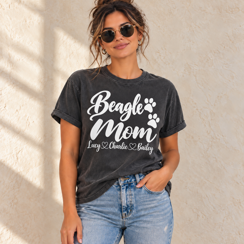 Personalized Beagle Mom Ultra Premium T-Shirt lifestyle photo