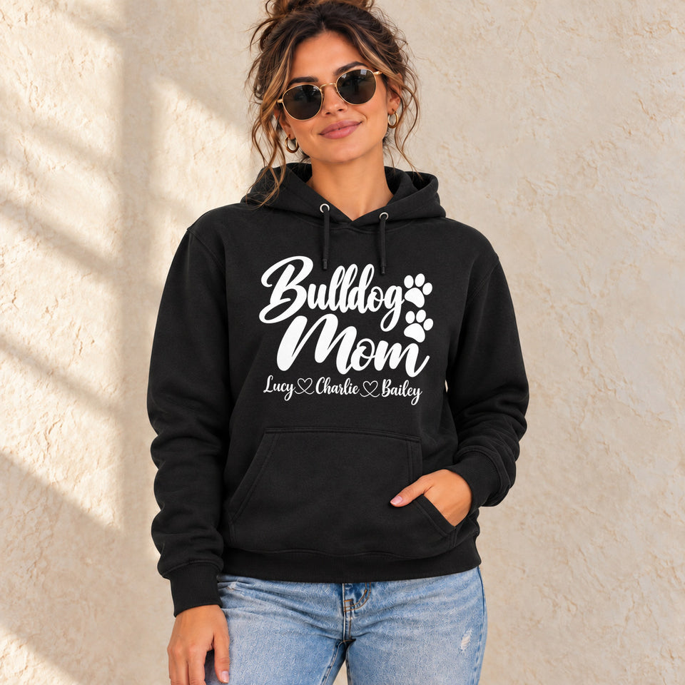Personalized Bulldog Mom Hoodie lifestyle photo