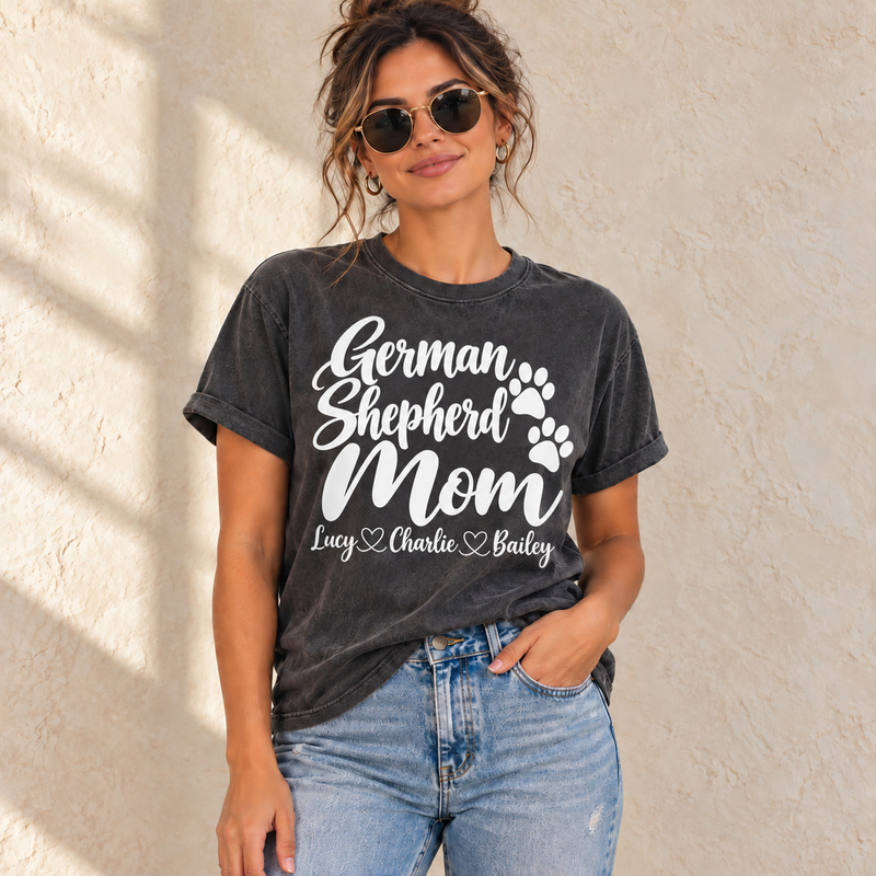 Personalized German Shepherd Mom Ultra Premium T-Shirt lifestyle photo