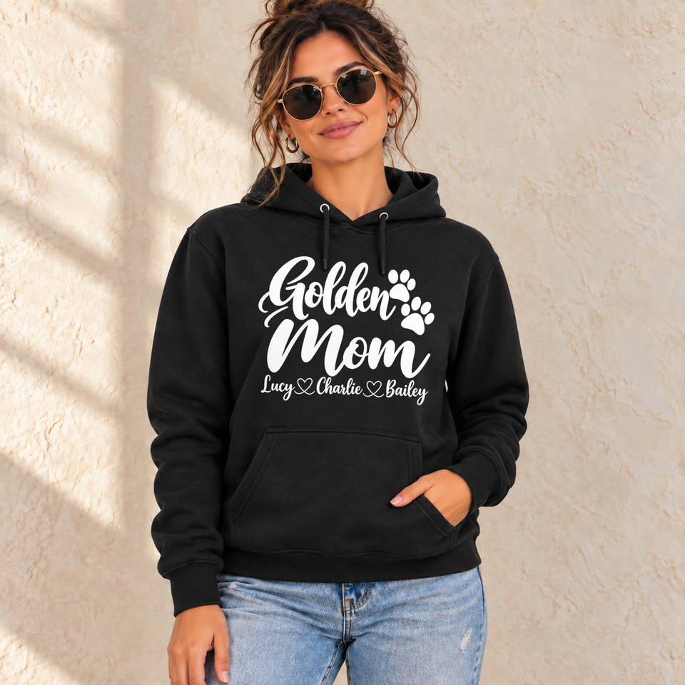 Personalized Golden Retriever Mom Hoodie lifestyle photo