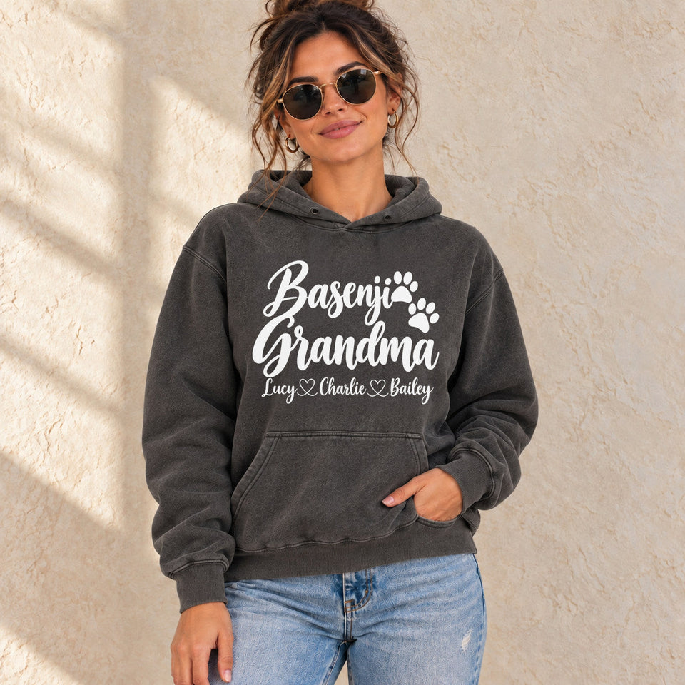 Personalized Basenji Grandma Premium Hoodie lifestyle photo