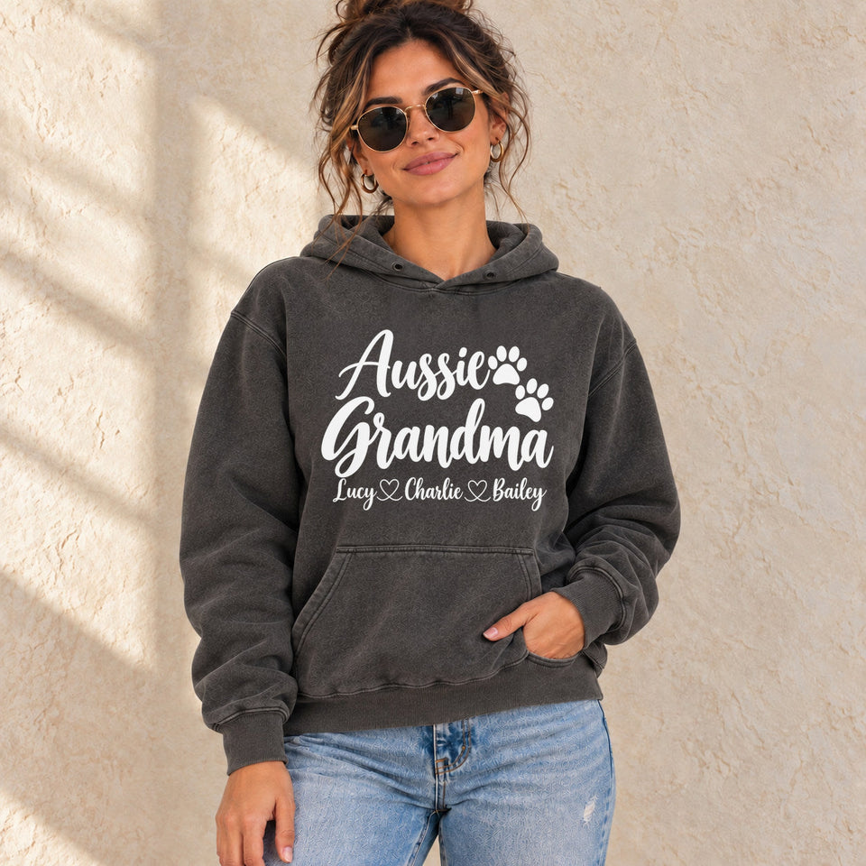 Personalized Australian Shepherd Grandma Premium Hoodie lifestyle photo