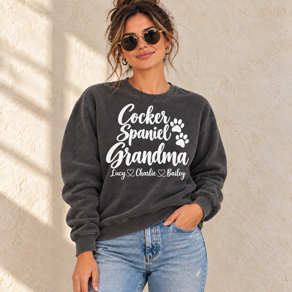 Personalized Cocker Spaniel Grandma Premium Sweatshirt lifestyle photo