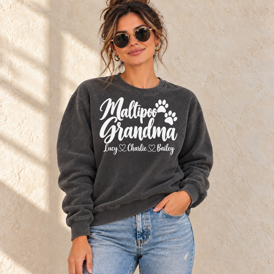 Personalized Maltipoo Grandma Premium Sweatshirt lifestyle photo