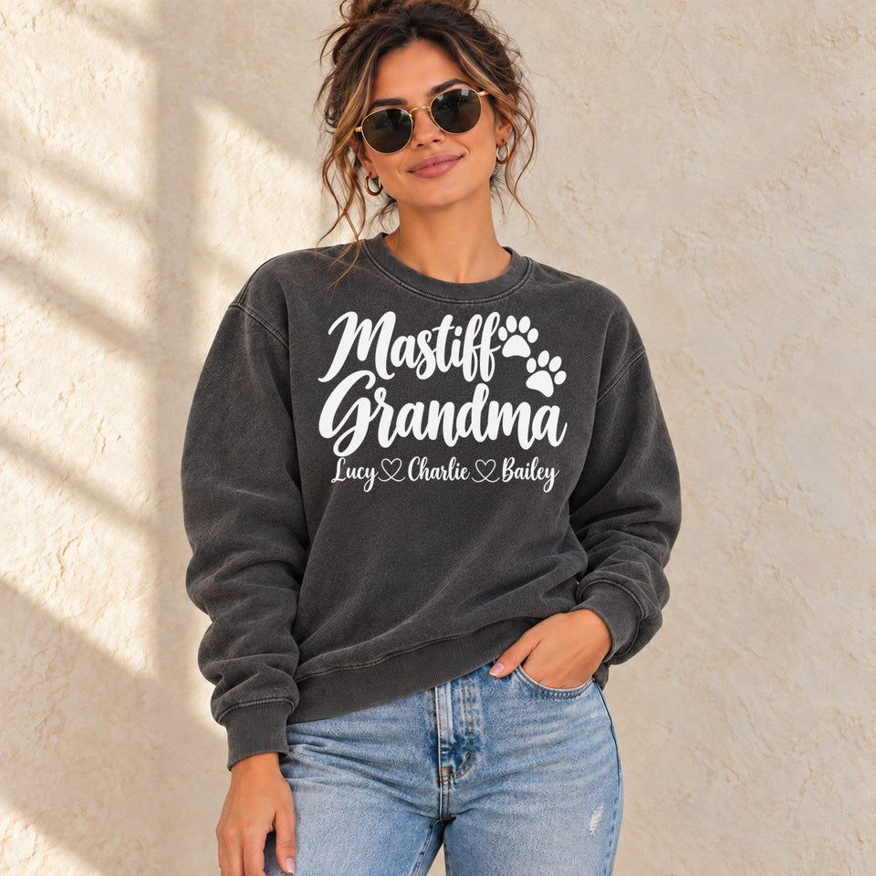 Personalized Mastiff Grandma Premium Sweatshirt lifestyle photo