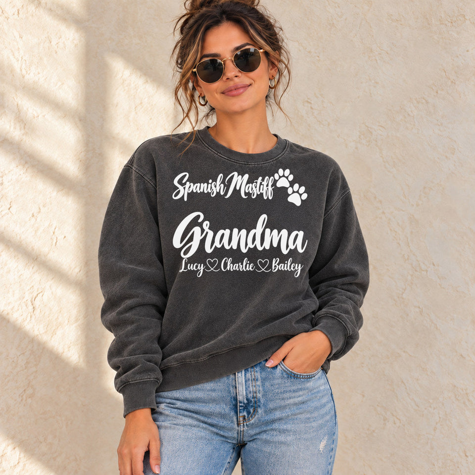 Personalized Spanish Mastiff Grandma Premium Sweatshirt lifestyle photo