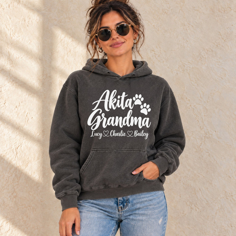 Personalized Akita Grandma Premium Hoodie lifestyle photo