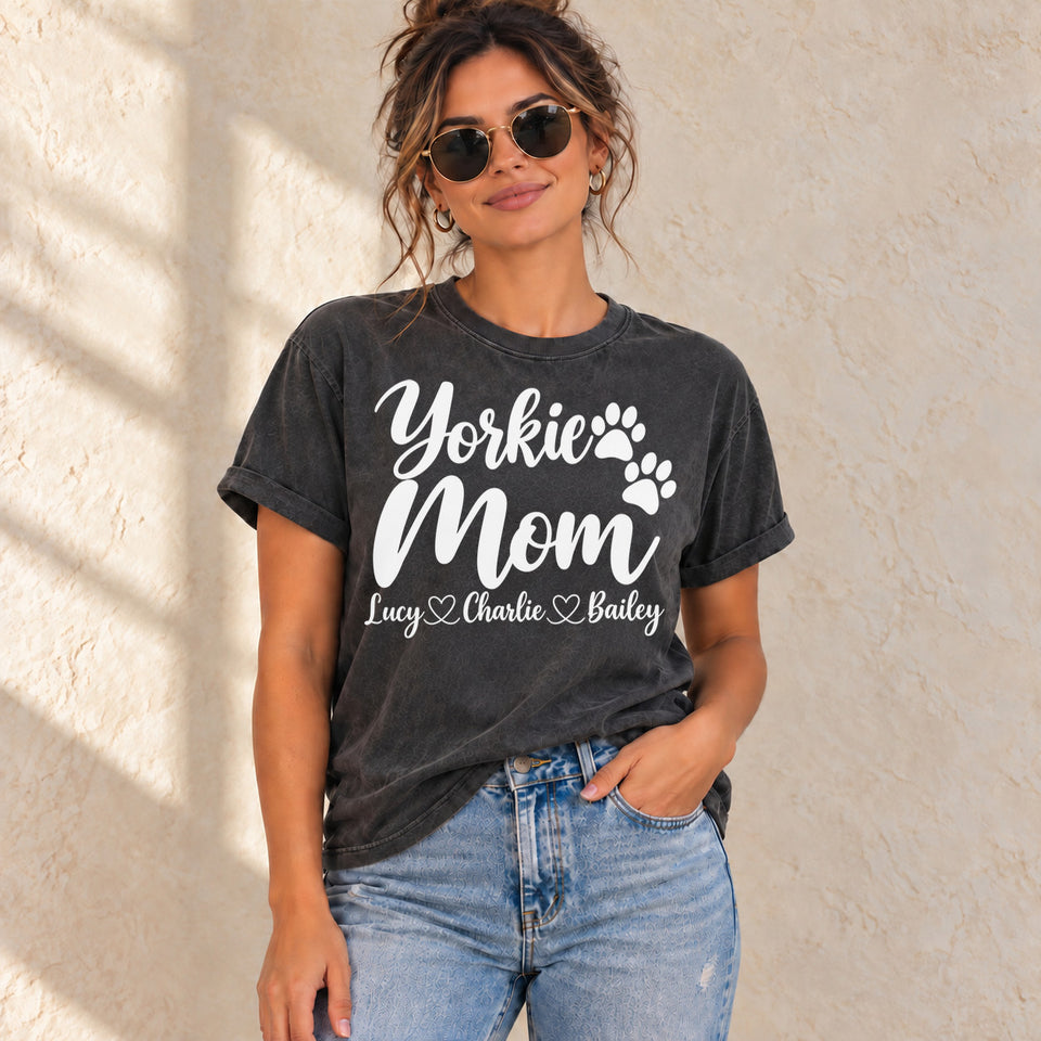 Personalized Yorkshire Terrier Mom Premium T-Shirt lifestyle photo
