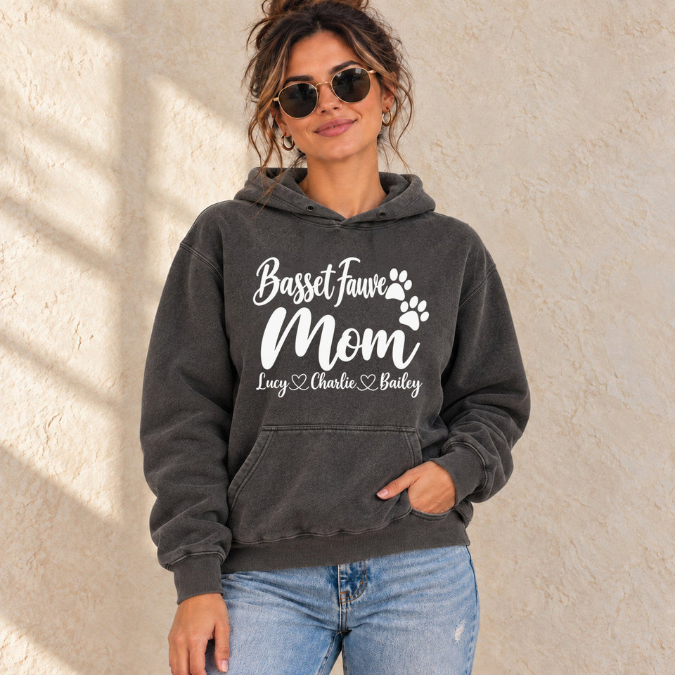 Personalized Basset Fauve de Bretagne Mom Premium Hoodie lifestyle photo