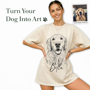 Turn Your Dog Into Art – Custom Hand-Drawn Portrait T-Shirt