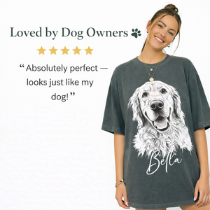 Turn Your Dog Into Art – Custom Hand-Drawn Portrait T-Shirt