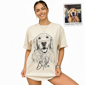 Turn Your Dog Into Art – Custom Hand-Drawn Portrait T-Shirt
