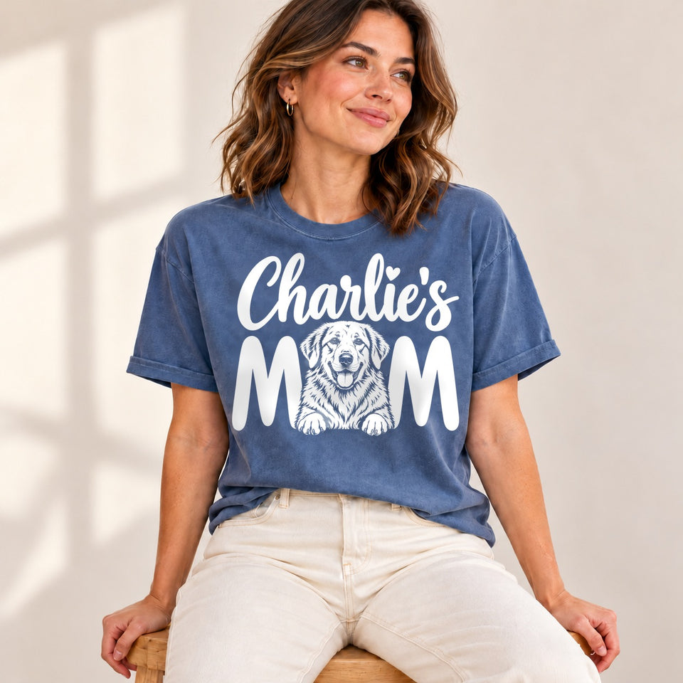 Personalized Akbash Charlie’s Mom Basic T-Shirt lifestyle photo