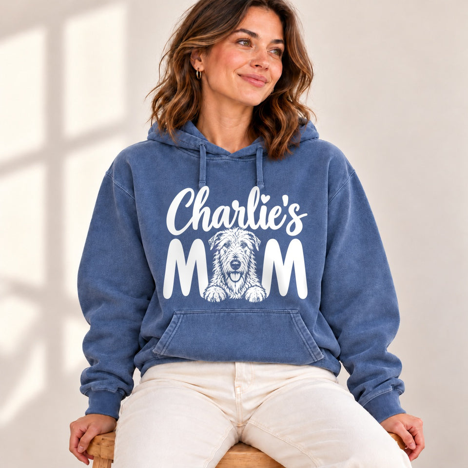 Personalized Irish Wolfhound Charlie’s Mom Premium Hoodie lifestyle photo