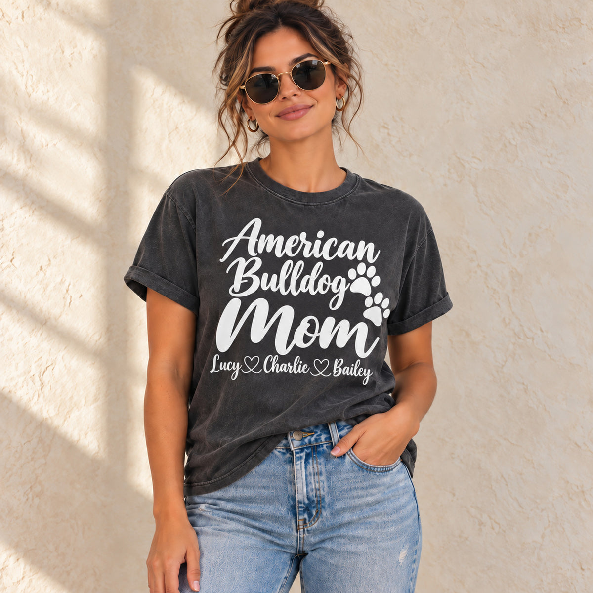 American Bulldog Mom T-shirt lifestyle photo 1