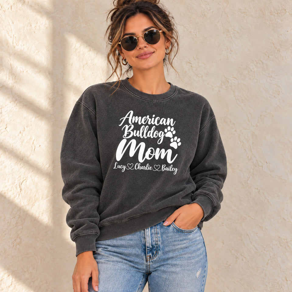Personalized American Bulldog Mom Premium Sweatshirt lifestyle photo