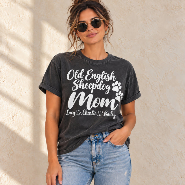 Personalized Old English Sheepdog Mom Basic T-Shirt
