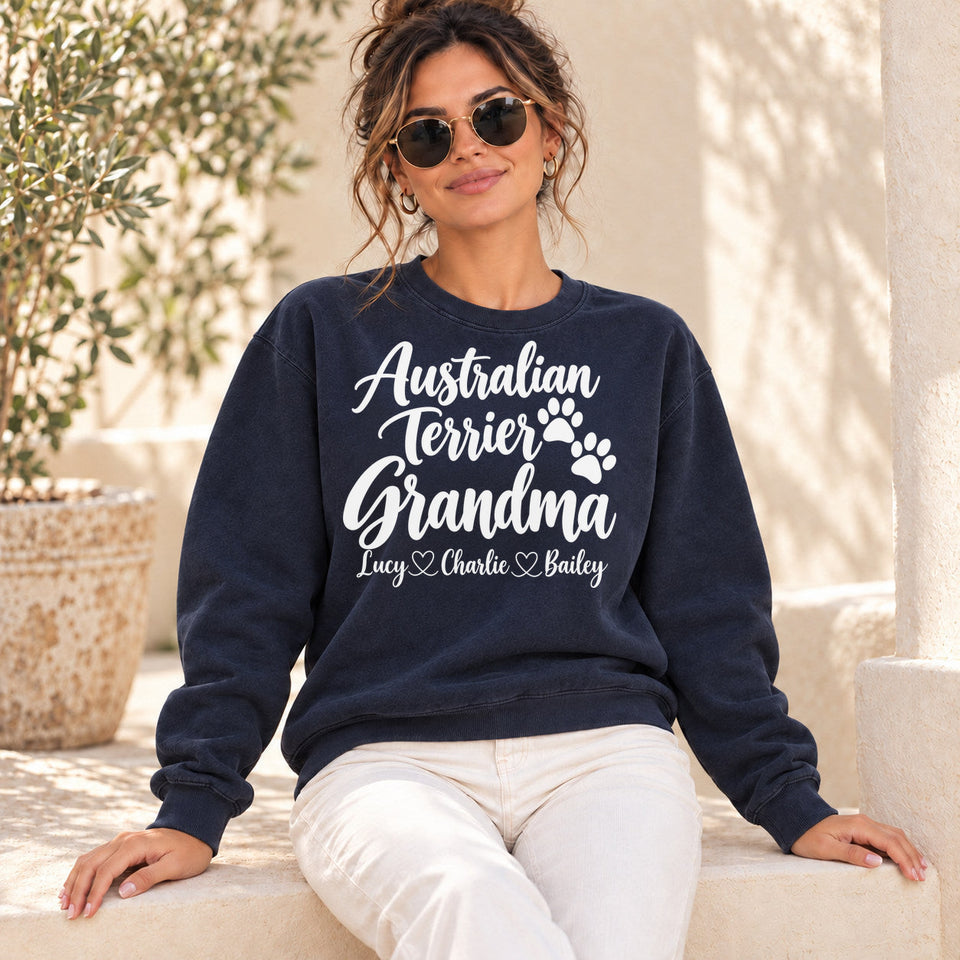 Personalized Australian Terrier Grandma Premium Sweatshirt lifestyle photo