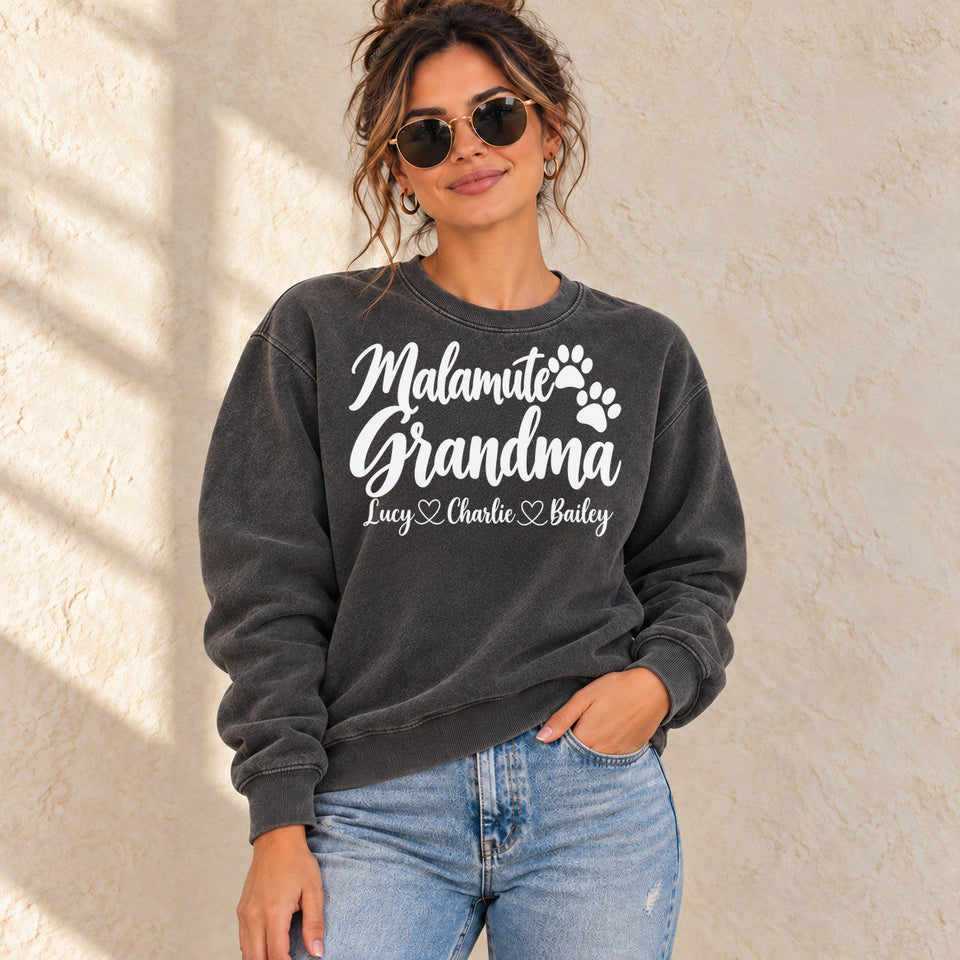 Personalized Alaskan Malamute Grandma Premium Sweatshirt lifestyle photo