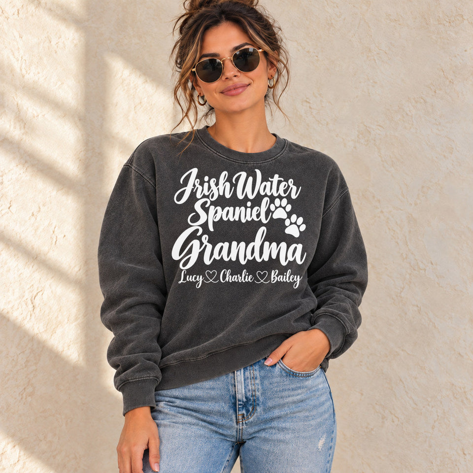 Personalized Irish Water Spaniel Grandma Premium Sweatshirt lifestyle photo