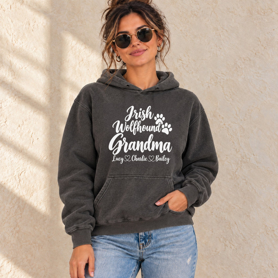 Personalized Irish Wolfhound Grandma Premium Hoodie lifestyle photo