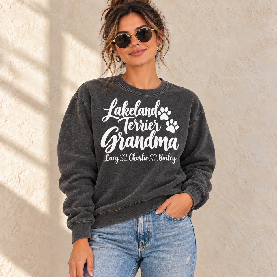 Personalized Lakeland Terrier Grandma Premium Sweatshirt lifestyle photo