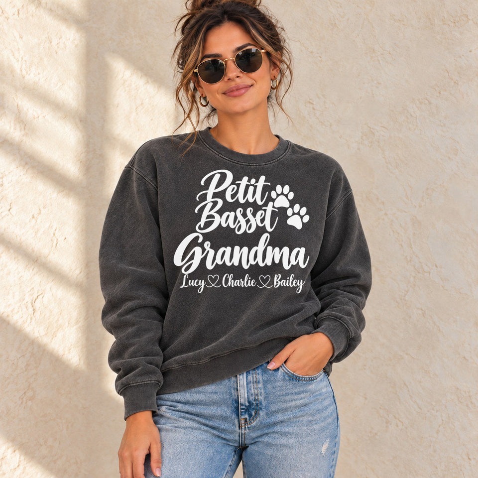Personalized Petit Basset Griffon Vendeen Grandma Premium Sweatshirt lifestyle photo
