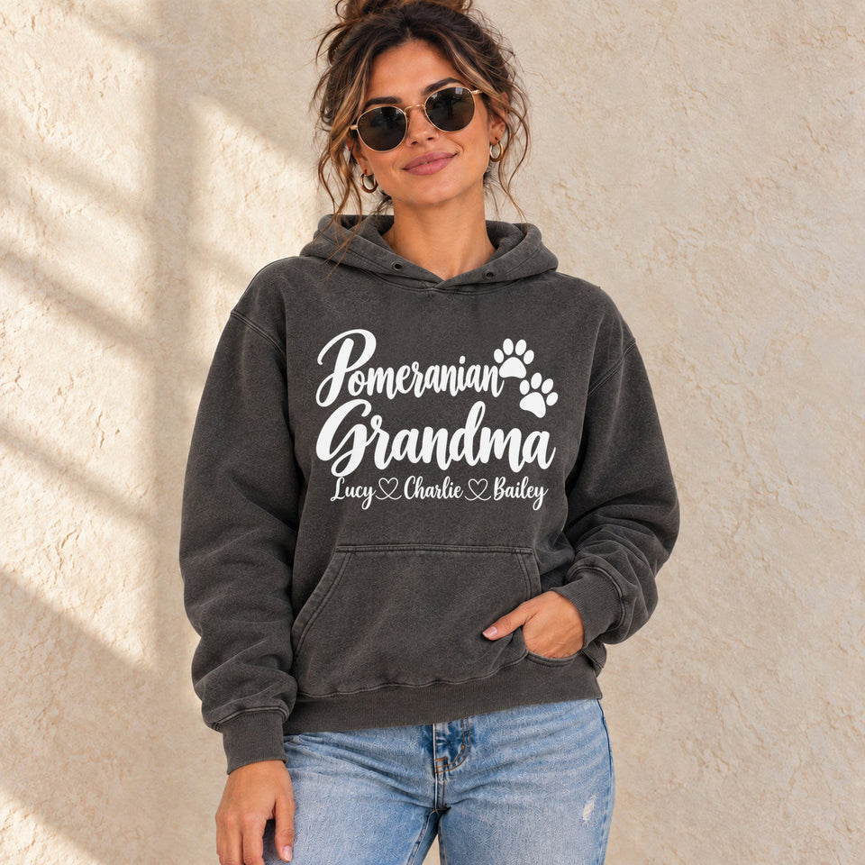 Personalized Pomeranian Grandma Premium Hoodie lifestyle photo