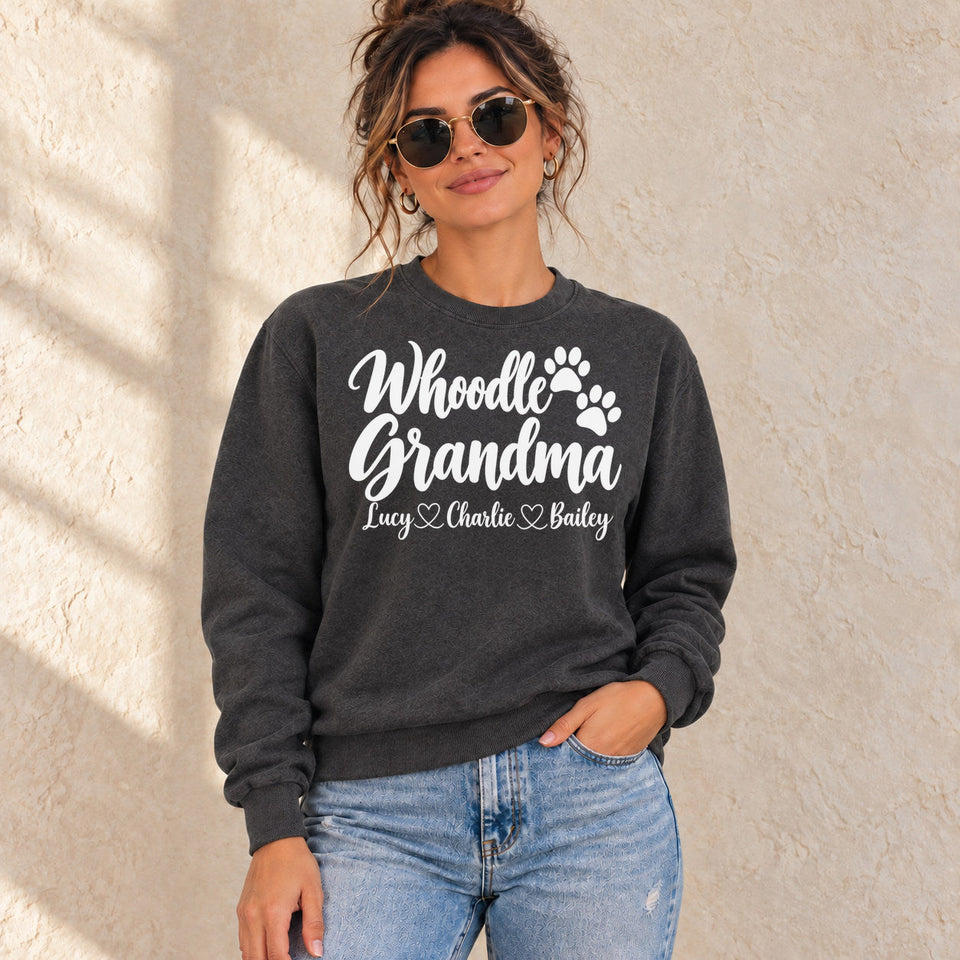 Personalized Whoodle Grandma Standard Sweatshirt lifestyle photo