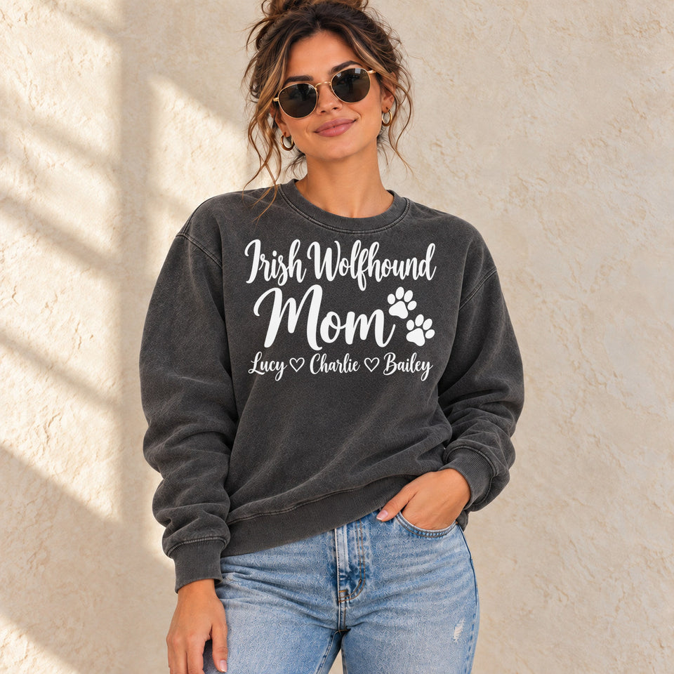 Personalized Irish Wolfhound Mom Premium Sweatshirt lifestyle photo
