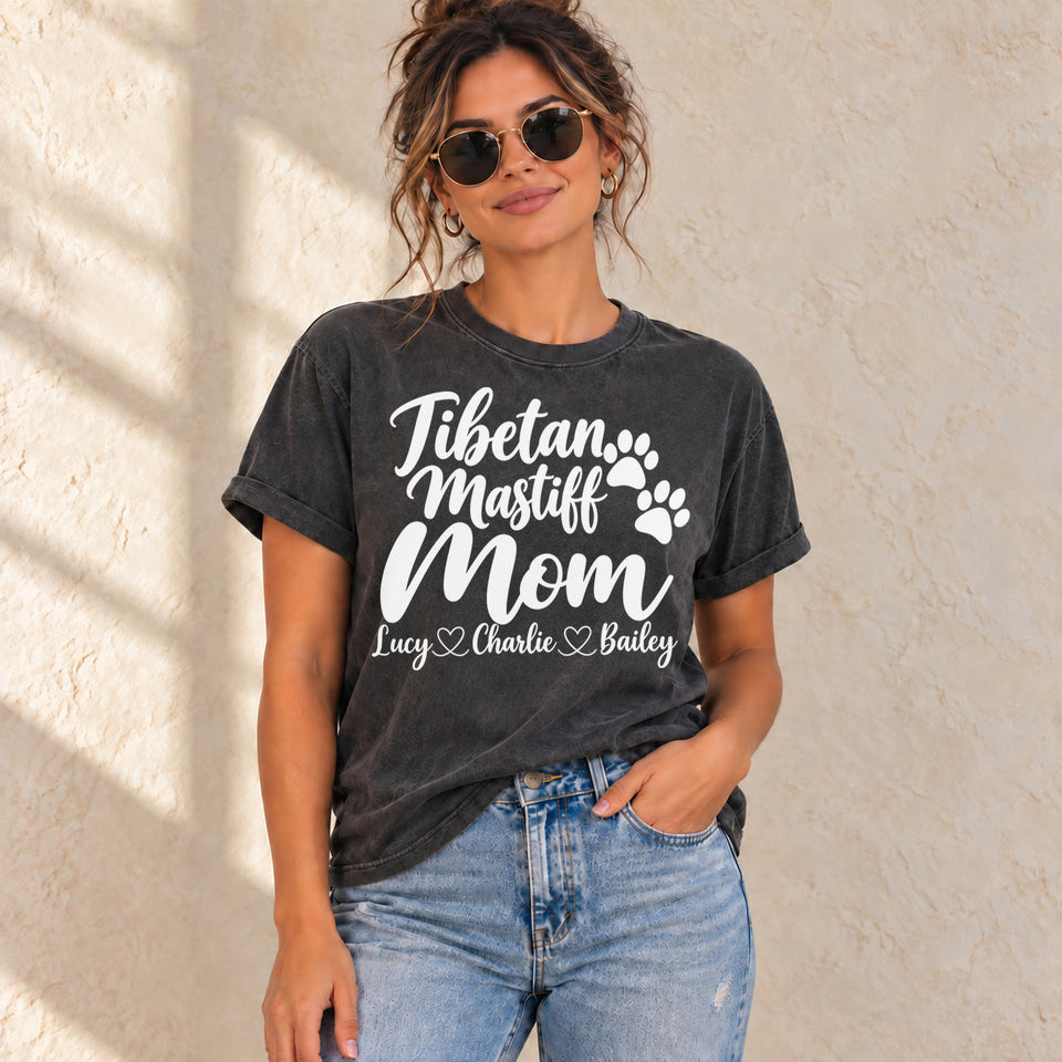 Personalized Tibetan Mastiff Mom Premium T-Shirt lifestyle photo