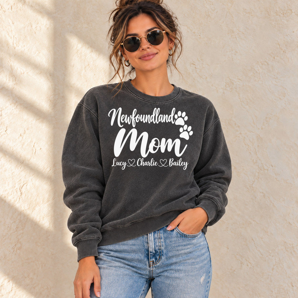 Personalized Newfoundland Mom Premium Sweatshirt lifestyle photo