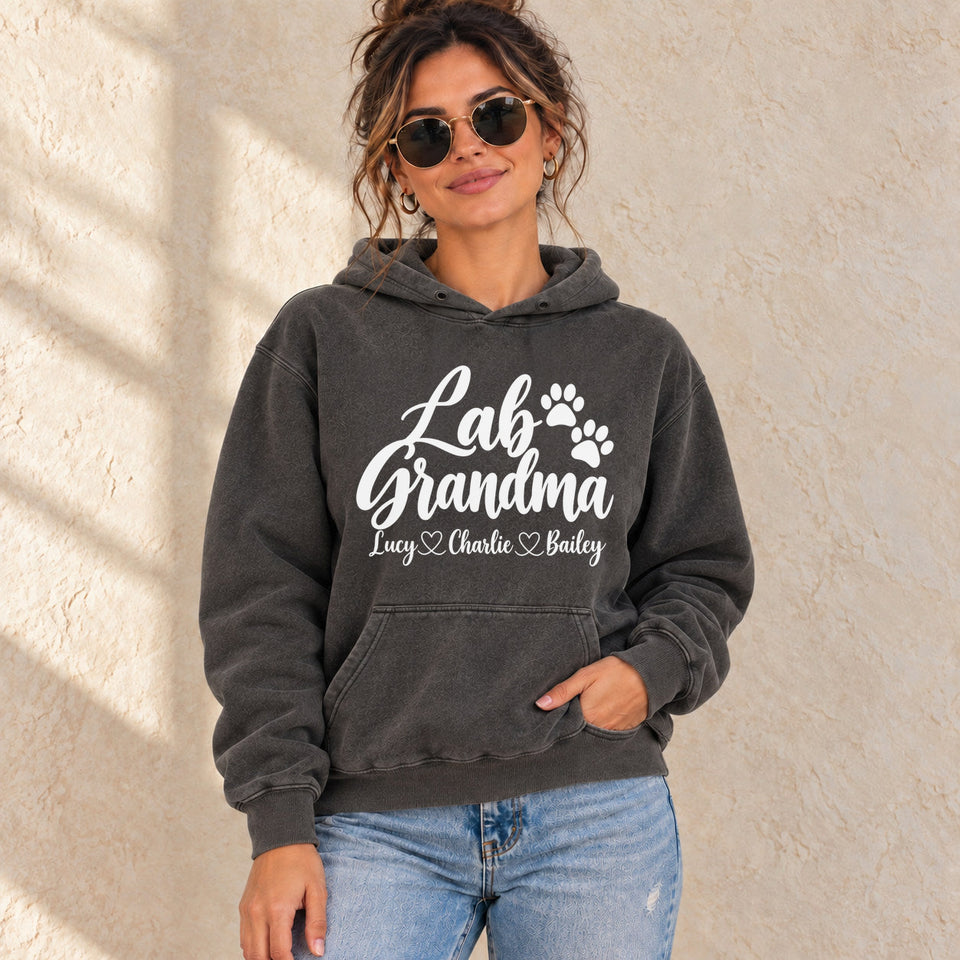 Personalized Labrador Retriever Grandma Premium Hoodie lifestyle photo