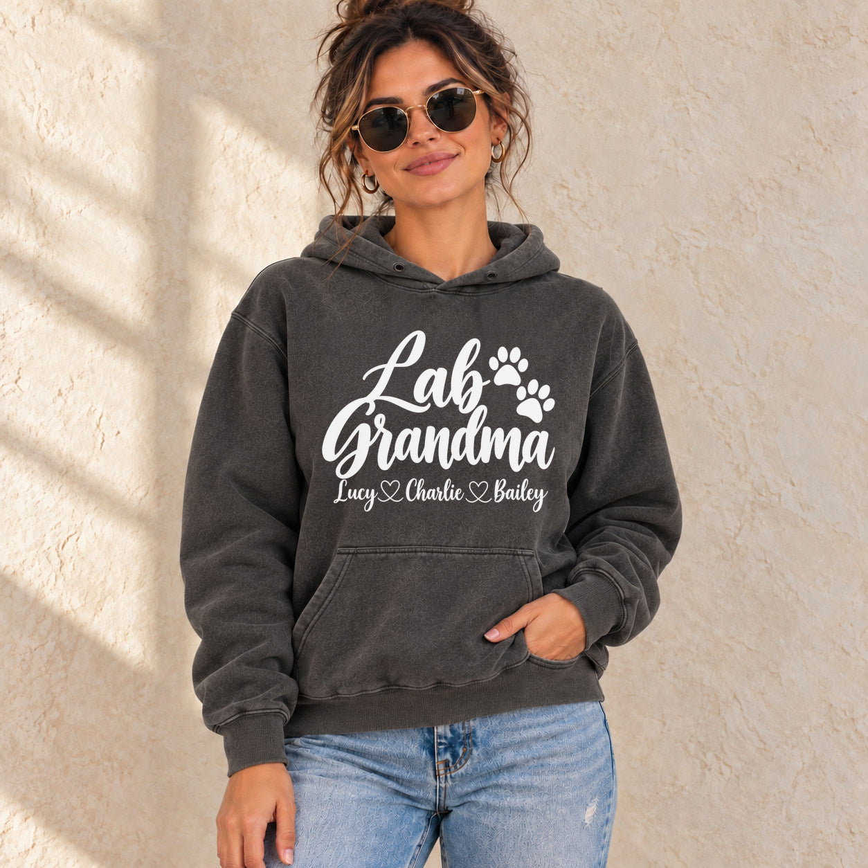 Labrador Retriever dog-grandma-script hoodie-premium lifestyle photo 1