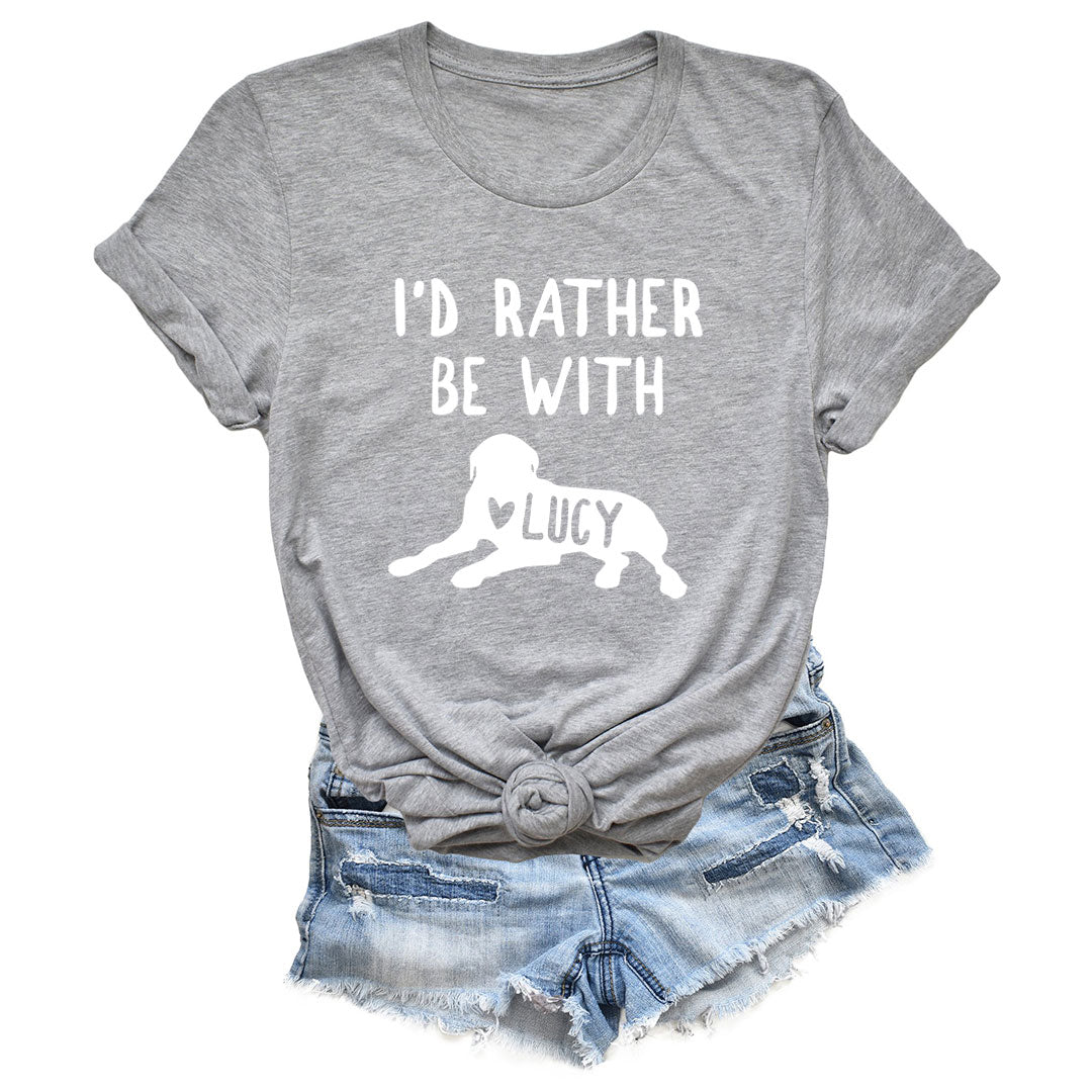 LEVY PAW Personalized English Mastiff Lover T-Shirt with Name I'd Rather Be With My English Mastiff