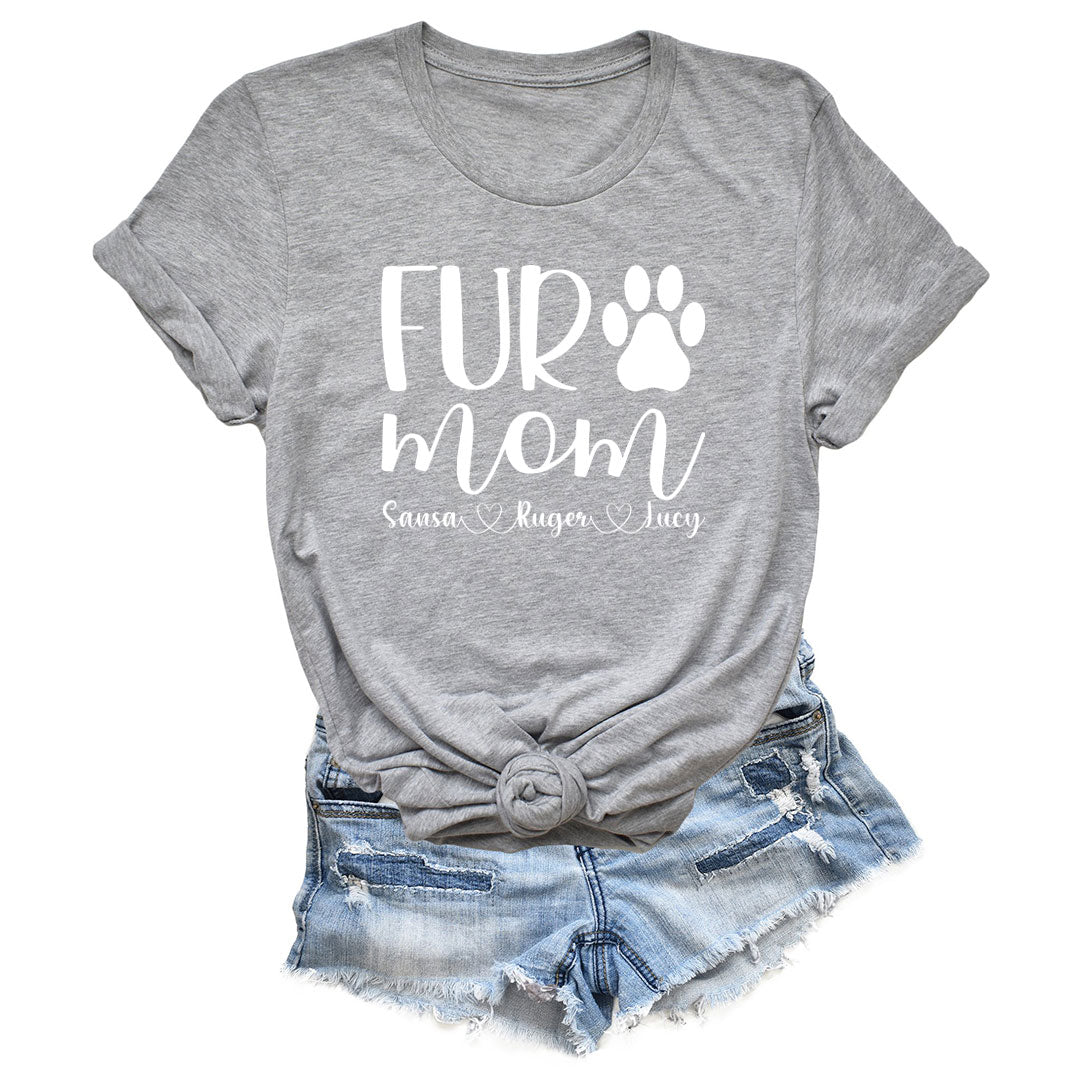 LEVY PAW Personalized Fur Mom Shirt Cute Fur Mom Gift Dog Mom Mother’s Day Gift
