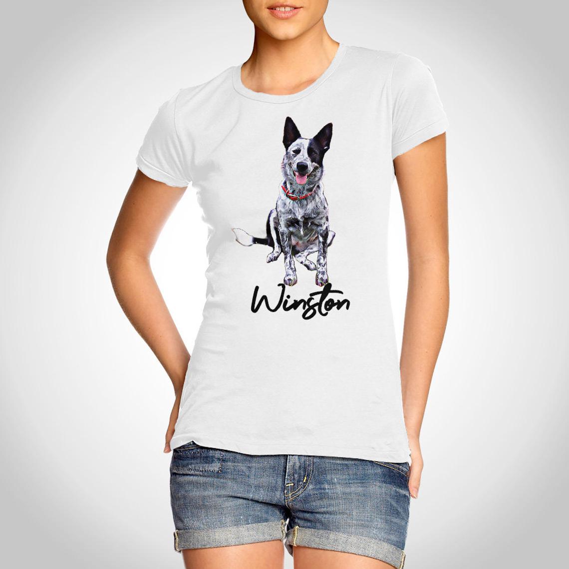 Custom illustrated Dog - Unisex Premium T-Shirt  Bella + Canvas 3001
