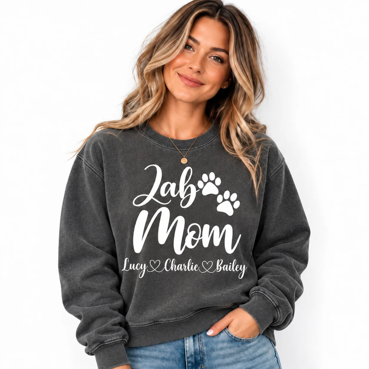 Personalized charcoal crewneck sweatshirt